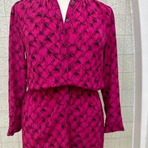 NWT Fuschia Diane von Furstenberg silk mini dress size 14